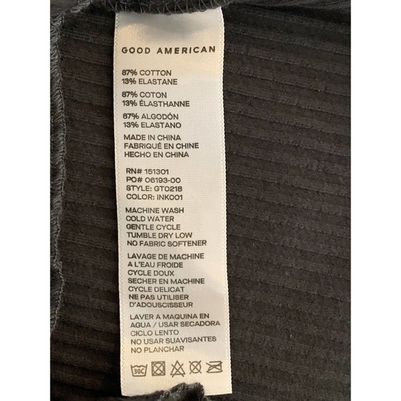 Good American Gray Ink Ribbed Cropped Mock Turtleneck Top Size 2 Small - Picture 3 of 7